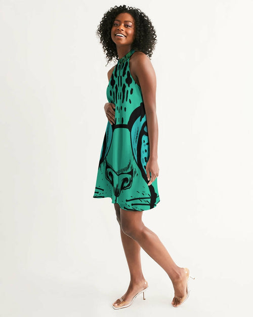 2882Sport™ Tropics Of Oz: Into The Wild Oversized Tiger Halter Dress Pung.G