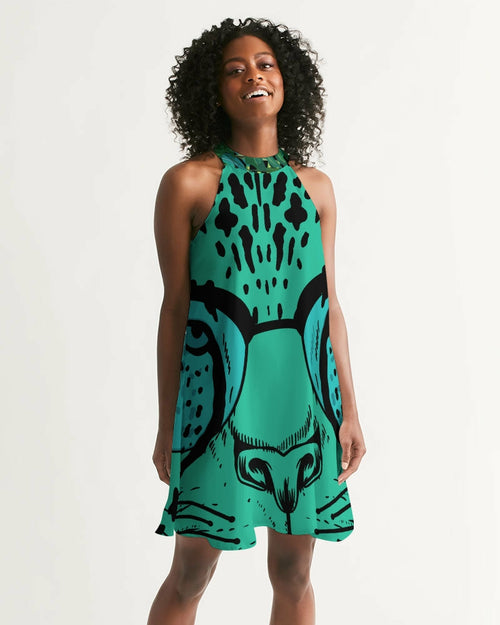 2882Sport™ Tropics Of Oz: Into The Wild Oversized Tiger Halter Dress Pung.G