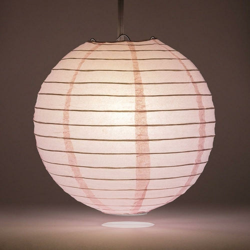 12" Pink Round Paper Lantern, Even Ribbing, Chinese Hanging Wedding & Pung.G
