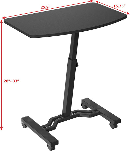 Height Adjustable Mobile Laptop Cart 28 To 33 Inches Black Pung.G
