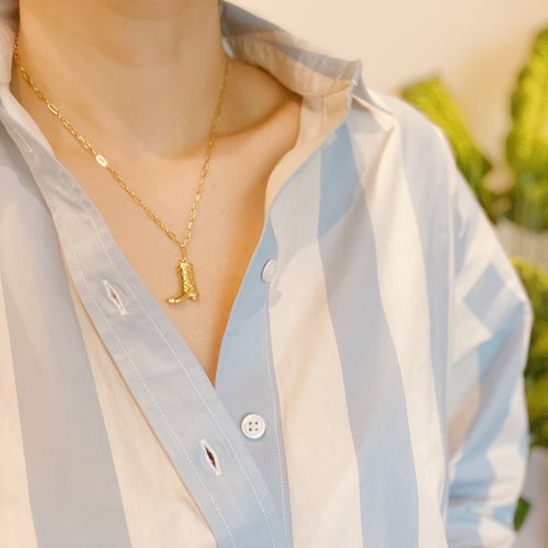 Golden Cowgirl Boot Necklace Pung.G