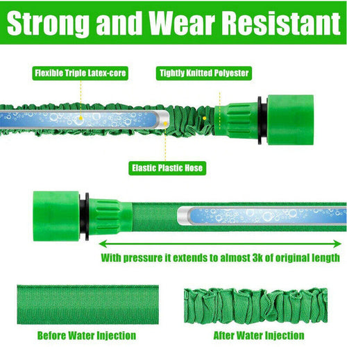 Expanding Expandable Flexible Garden Water Hose w Spray Nozzle 25, 50, Pung.G