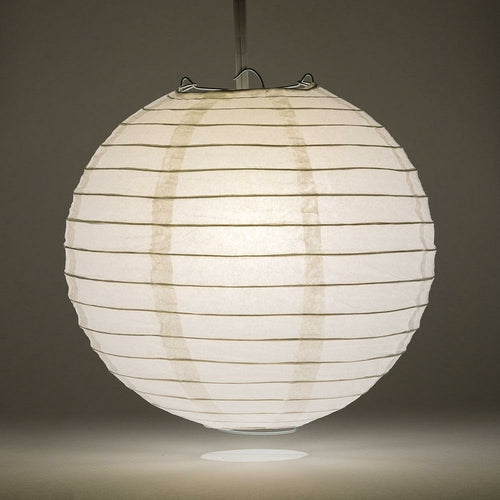 20" White Round Paper Lantern, Even Ribbing, Chinese Hanging Wedding & Pung.G