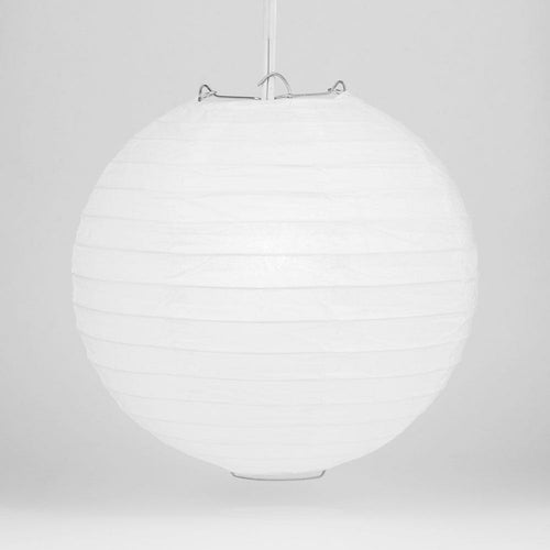 20" White Round Paper Lantern, Even Ribbing, Chinese Hanging Wedding & Pung.G