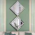 Crystal Crush Diamond Silver Mirror Set 12x12 Inch 2 Pieces Pung.G