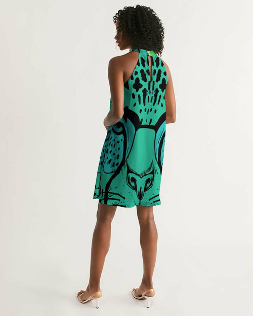 2882Sport™ Tropics Of Oz: Into The Wild Oversized Tiger Halter Dress Pung.G