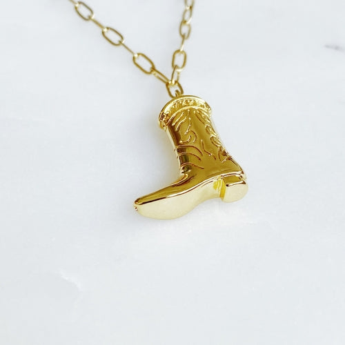 Golden Cowgirl Boot Necklace Pung.G