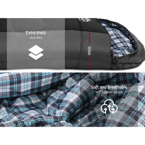 Weisshorn Sleeping Bag Single Thermal Camping Hiking Tent Black  -20°C Pung.G