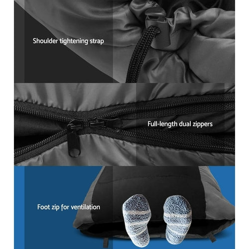 Weisshorn Sleeping Bag Single Thermal Camping Hiking Tent Black  -20°C Pung.G