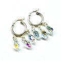 Sterling Silver Hoop Sparkly Crystal Drop Dangle Earrings Pung.G