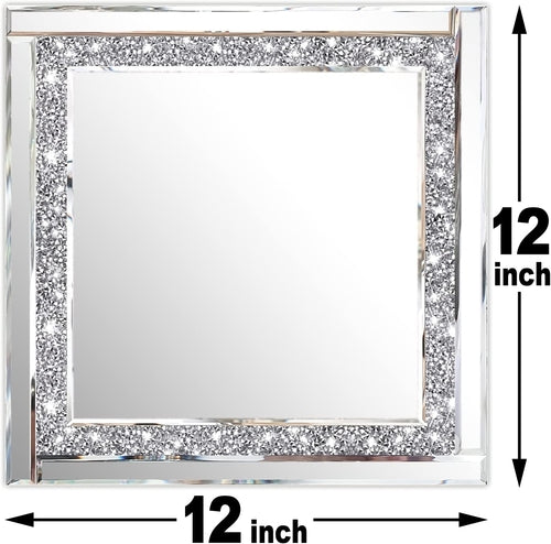 Crystal Crush Diamond Silver Mirror Set 12x12 Inch 2 Pieces Pung.G