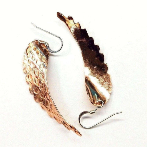 Copper Hammer Pattern Sculpted Angel Wings Earrings Pung.G