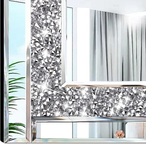 Crystal Crush Diamond Silver Mirror Set 12x12 Inch 2 Pieces Pung.G