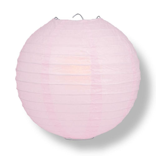 12" Pink Round Paper Lantern, Even Ribbing, Chinese Hanging Wedding & Pung.G