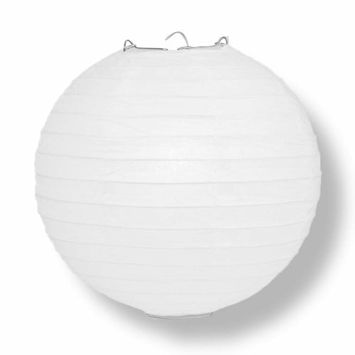 20" White Round Paper Lantern, Even Ribbing, Chinese Hanging Wedding & Pung.G